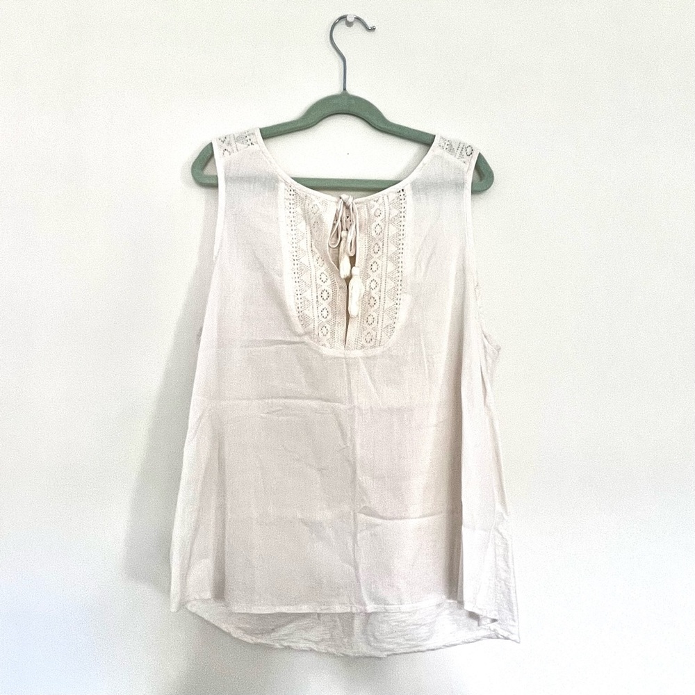 Soft Joie Gauze Eyelet Cotton Sleeveless Top